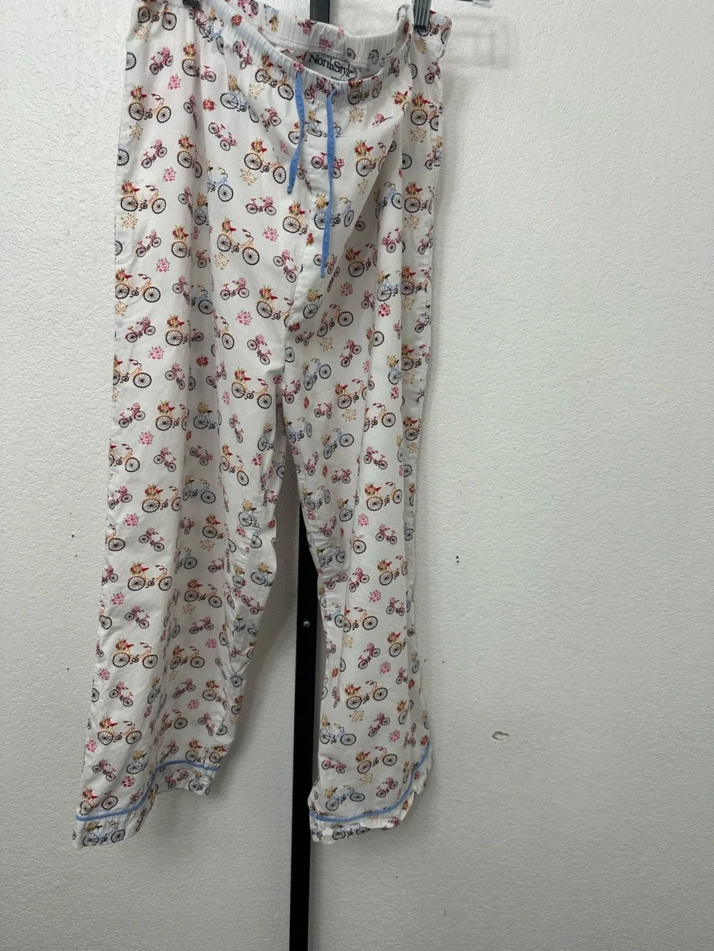 NorthStyle Kids White Pajama Pants with Multicolor Bicycle Print